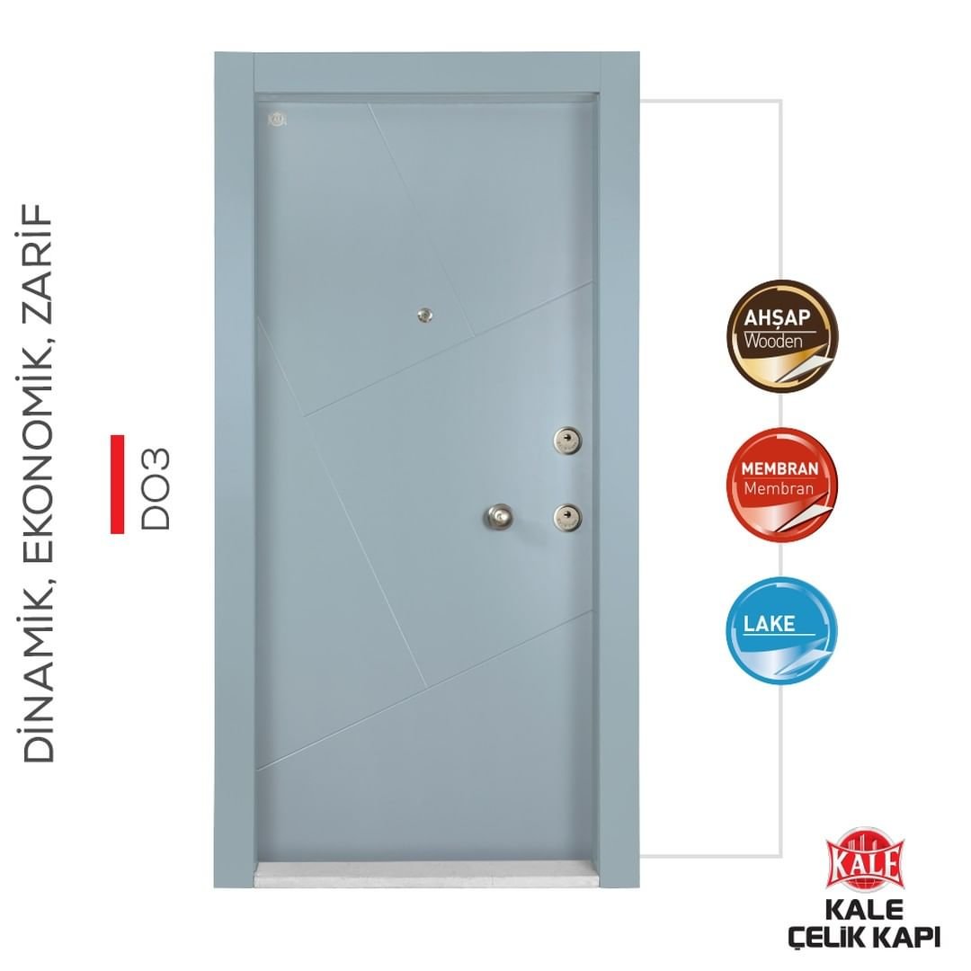 Kale D03 dinamik çelik kapı ön görünüm