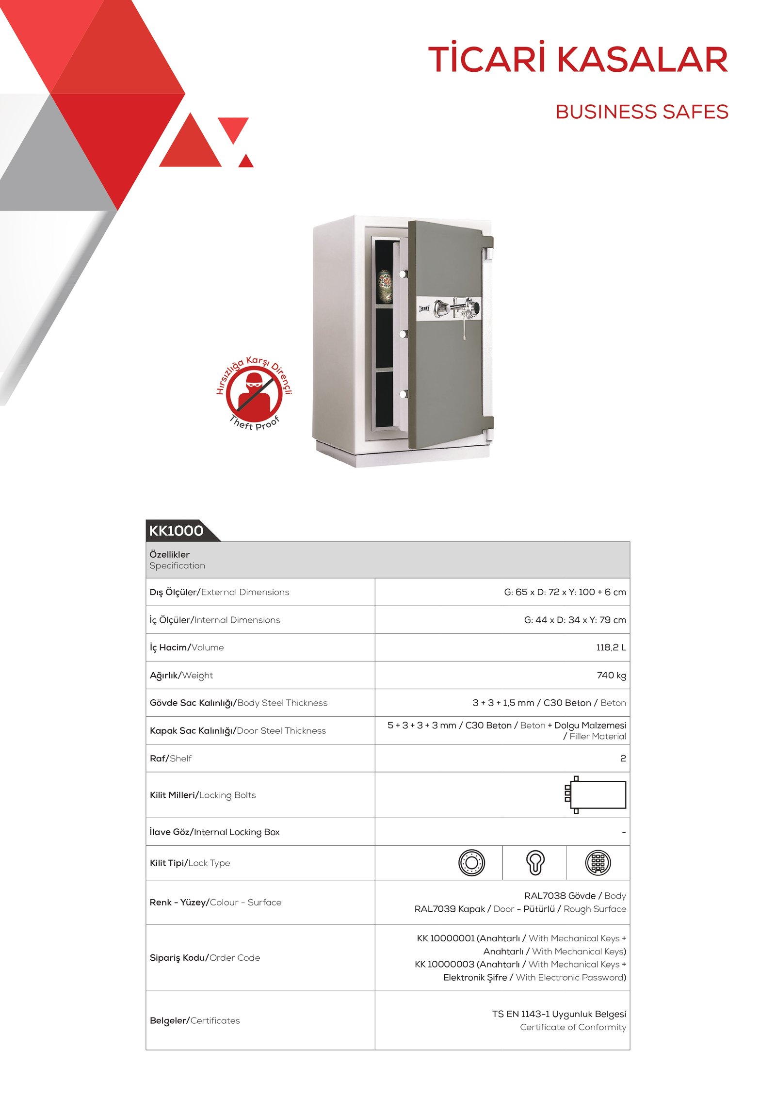 Kale  ticari tip kasa güvenlik sistemi