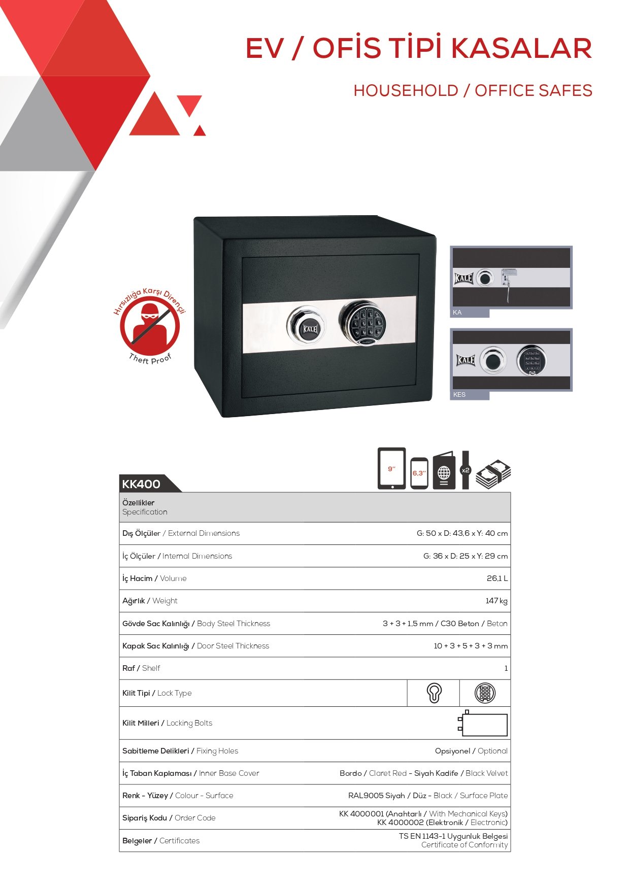 Kale  ticari tip kasa güvenlik sistemi