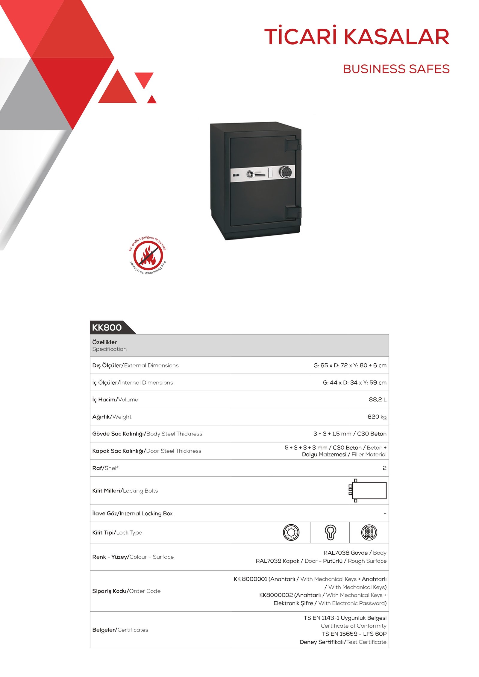 Kale  ticari tip kasa güvenlik sistemi